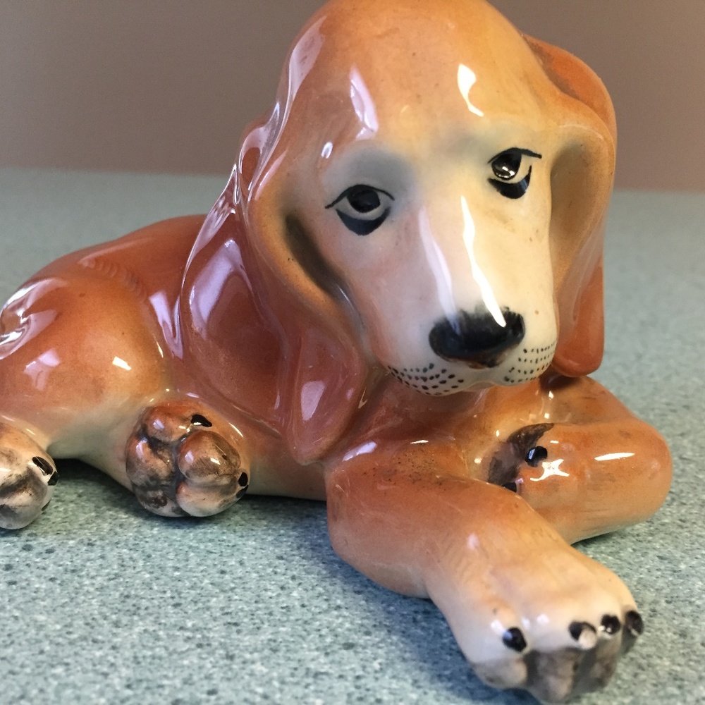 VINTAGE 3  DACHSHUND PUPPY PORCELAIN COLLECTIBLE - Norleans-Reis-Japan- - Picture 3 of 6